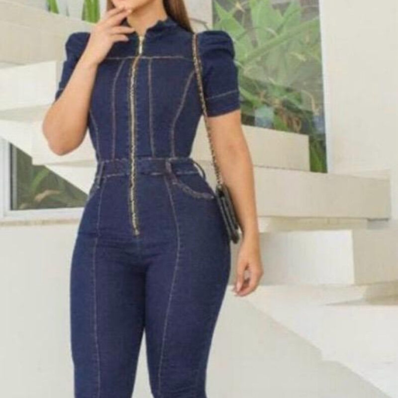 Macacão jeans de manga