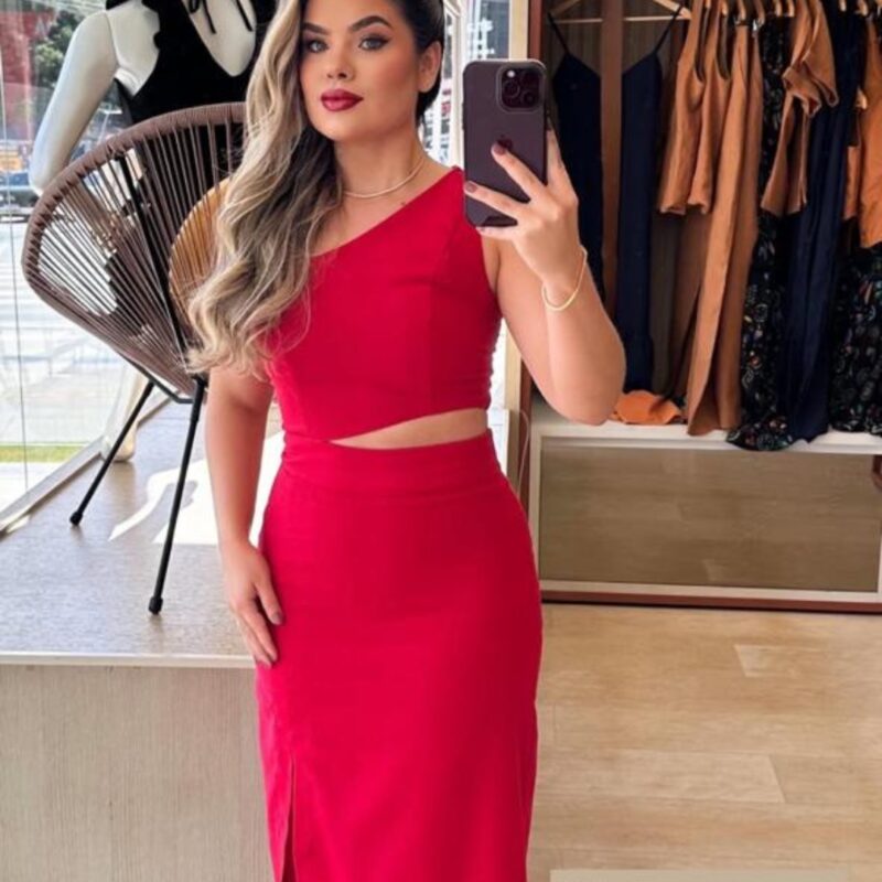 Vestido Vermelho de Linho